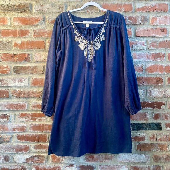Michael Kors Womens Navy Dress w/Embroidered Neckline, Fully Lined, Size XL. - Picture 1 of 13